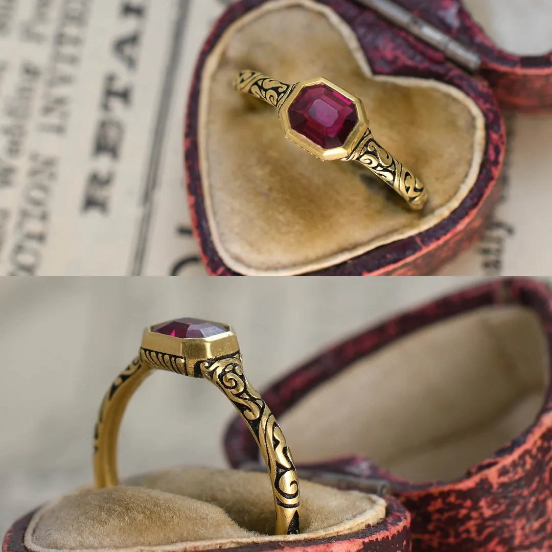 Georgian Ruby & Enamel Ring