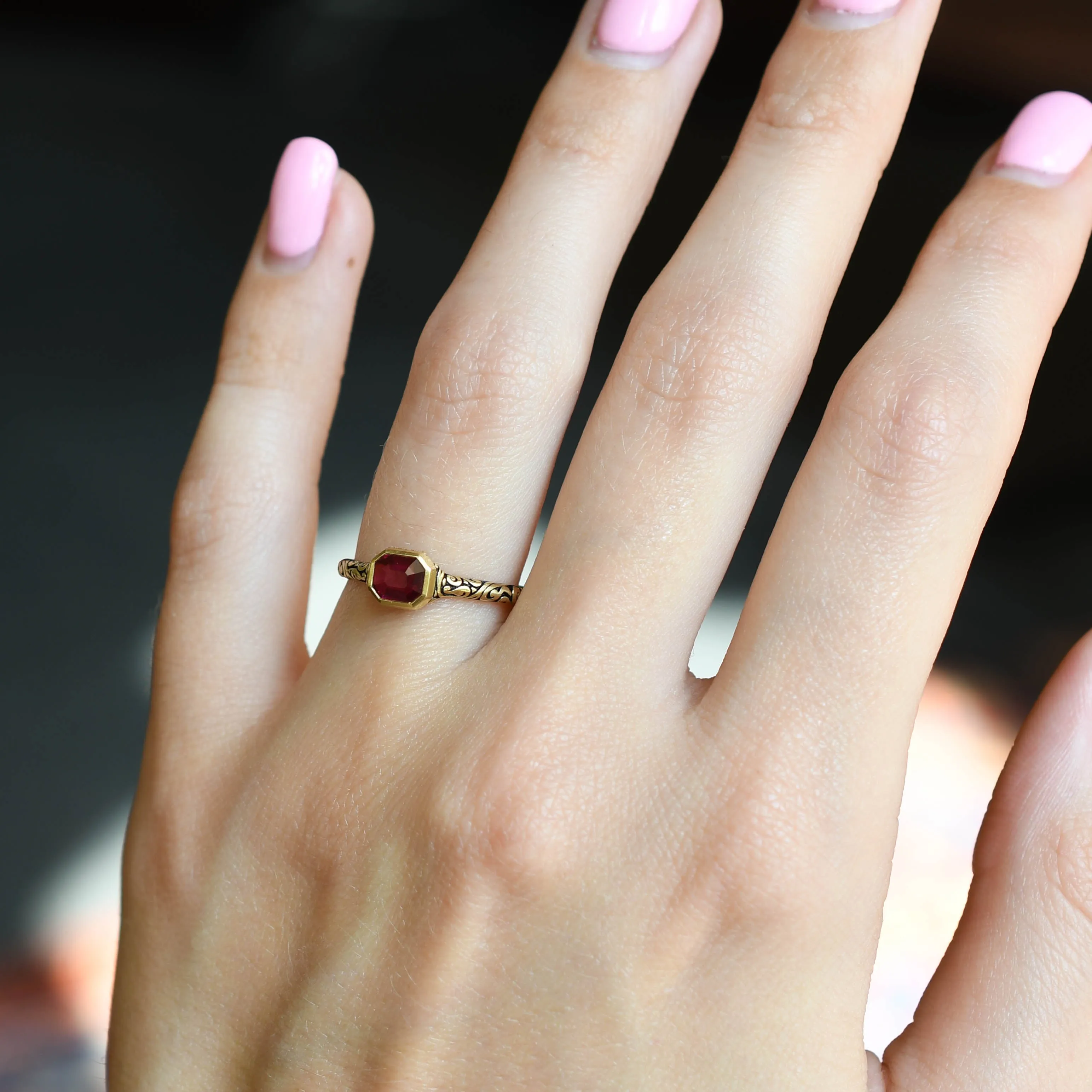 Georgian Ruby & Enamel Ring