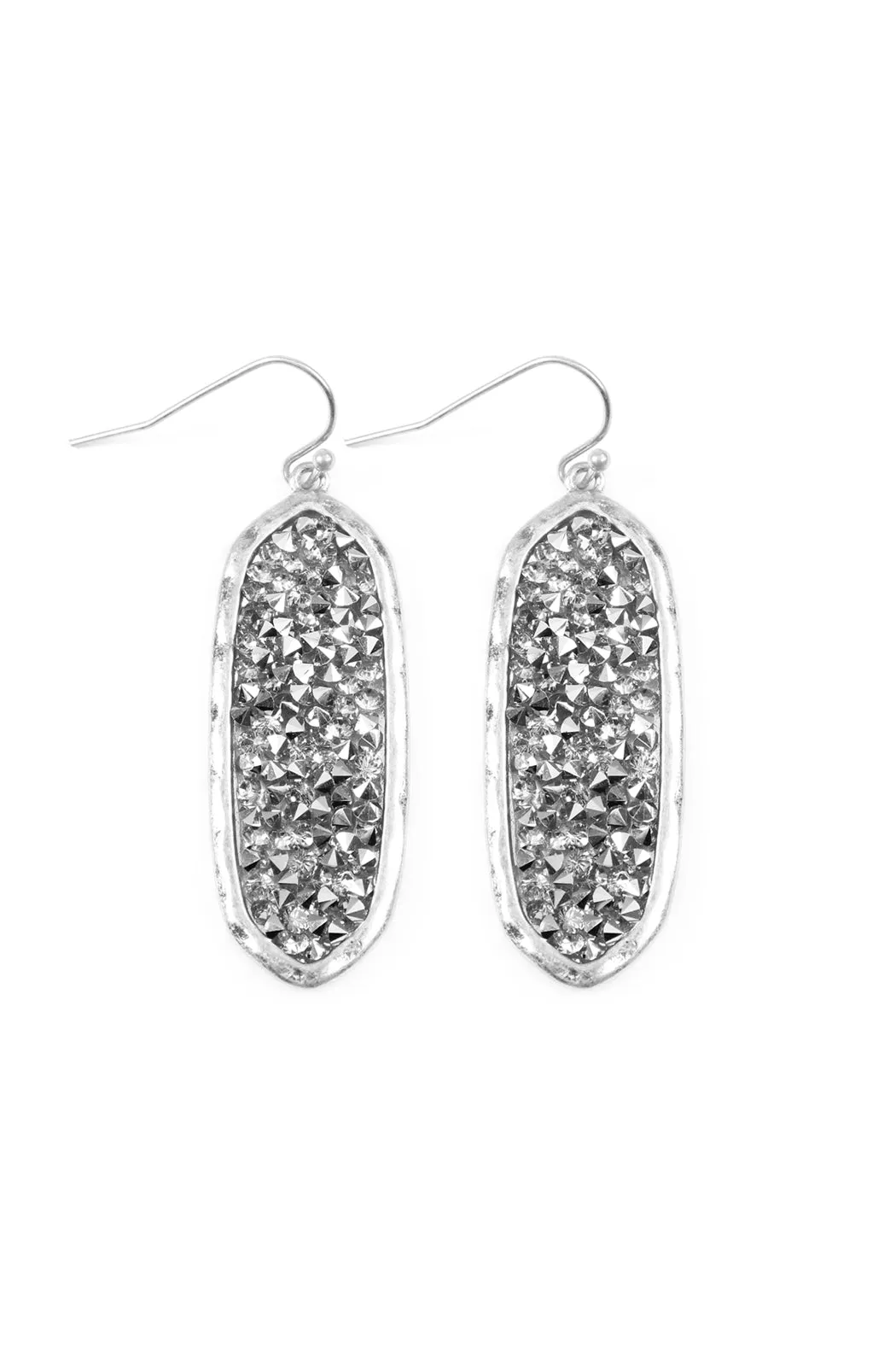 GLITTER FACETED OVAL DROP EARRINGS