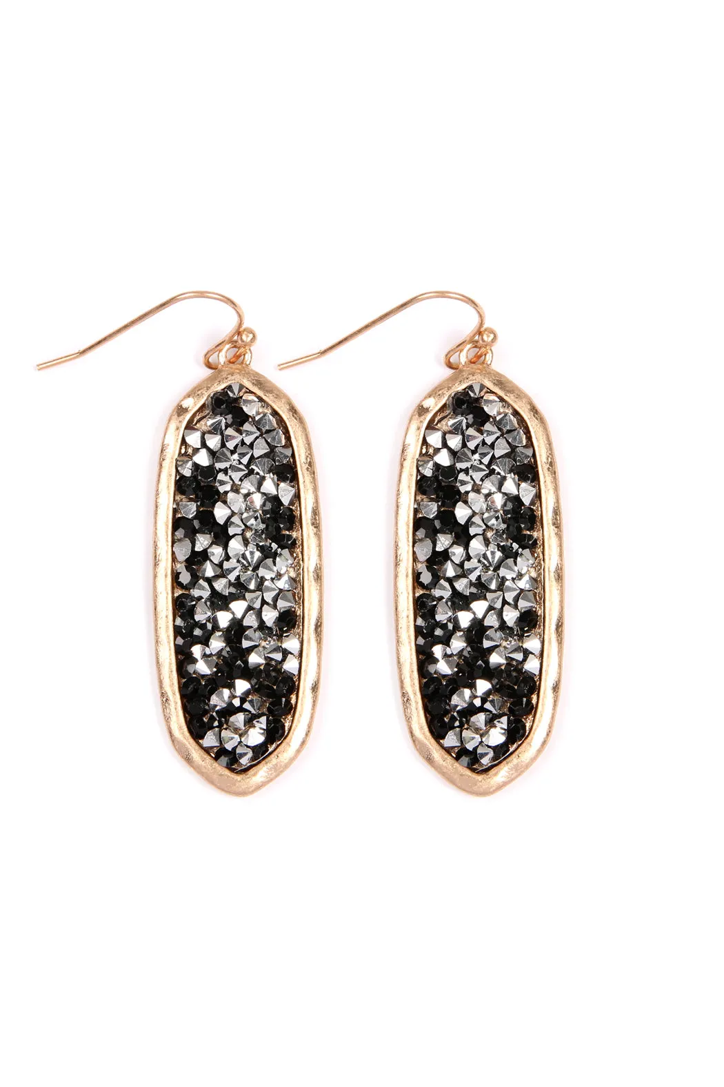 GLITTER FACETED OVAL DROP EARRINGS