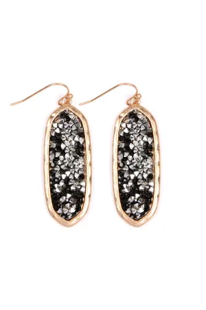 GLITTER FACETED OVAL DROP EARRINGS