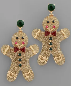 Glitter Gingerbread Man Earrings