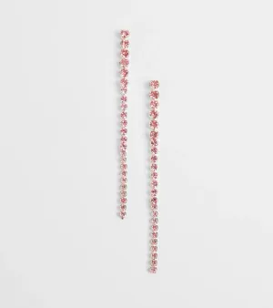 Glitzy Drama Rhinestone Linear Earrings