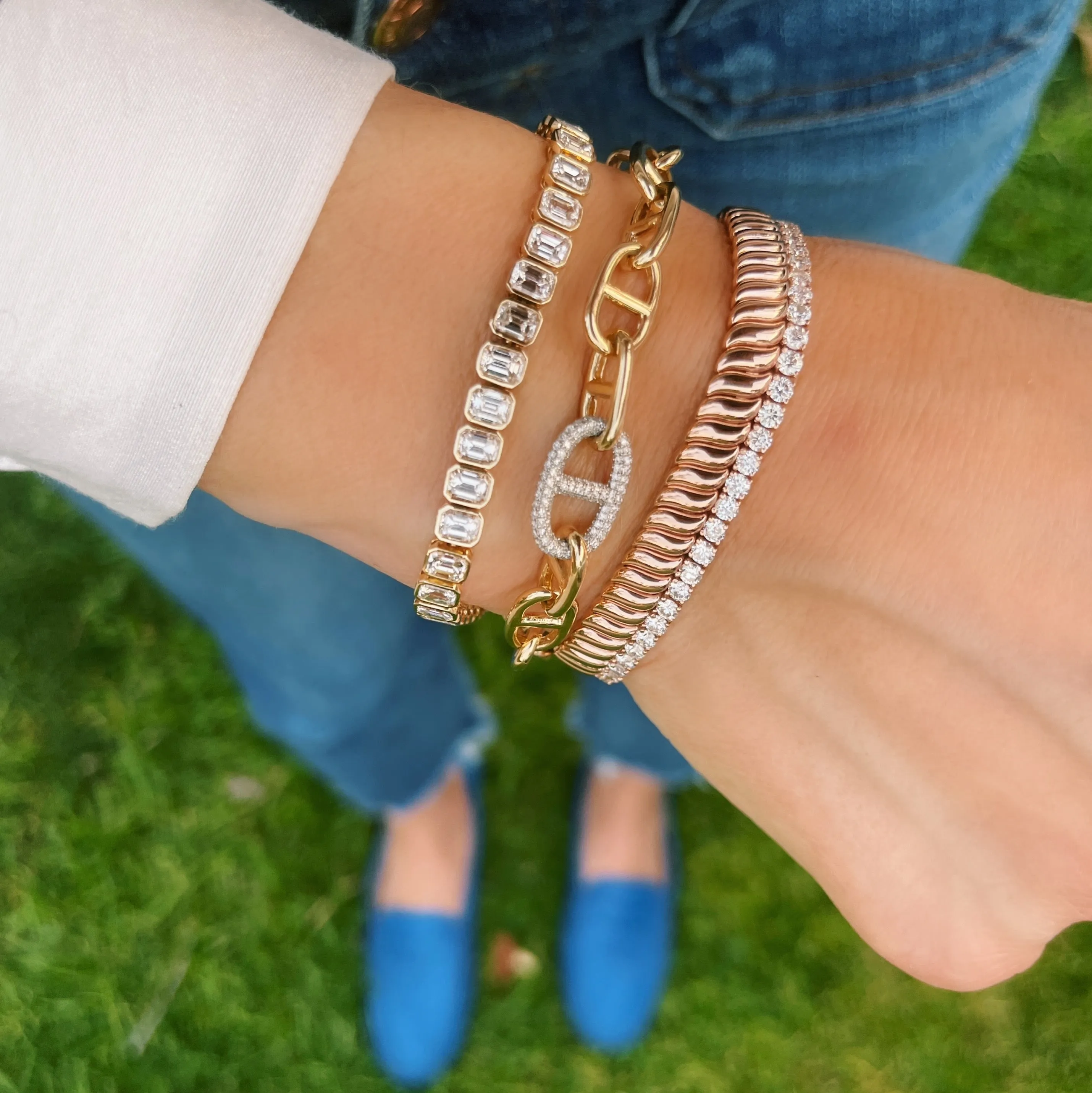 Gold & Diamond Luxe Bolton Chain Link Bracelet