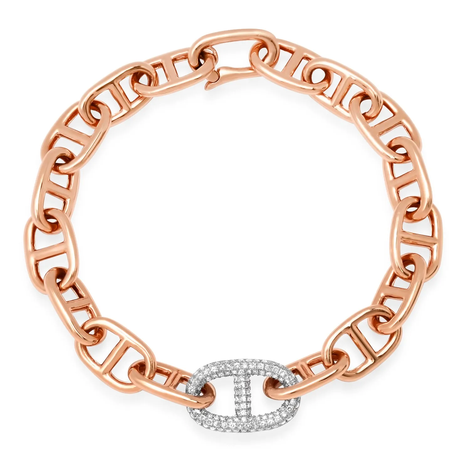 Gold & Diamond Luxe Bolton Chain Link Bracelet