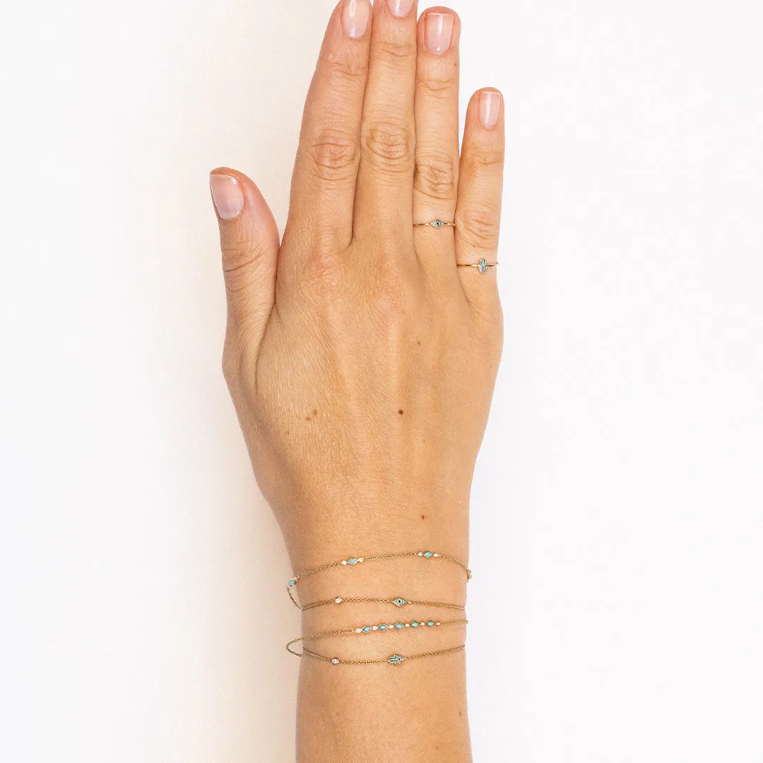 Gold & Enamel Mini Hamsa Ring