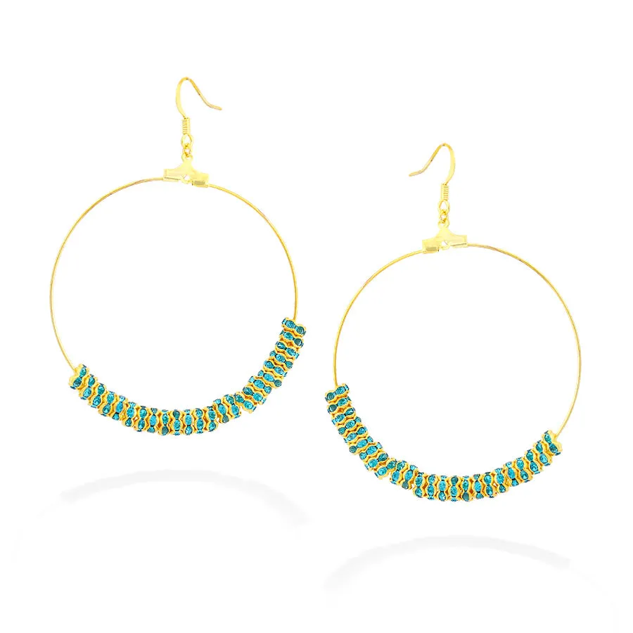 GOLD AQUA BLUE EARRINGS #ER1325 GOLD BLUE (LH9)