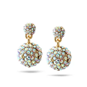 GOLD AURORE BOREALE RHINESTONE ROUND CRYSTAL DROP EARRINGS #SWKK-11346GLDAB (DF5)