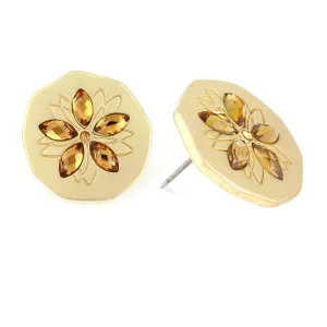 GOLD CITRINE POST EARRINGS #252GD3301 (10A1/7A3)