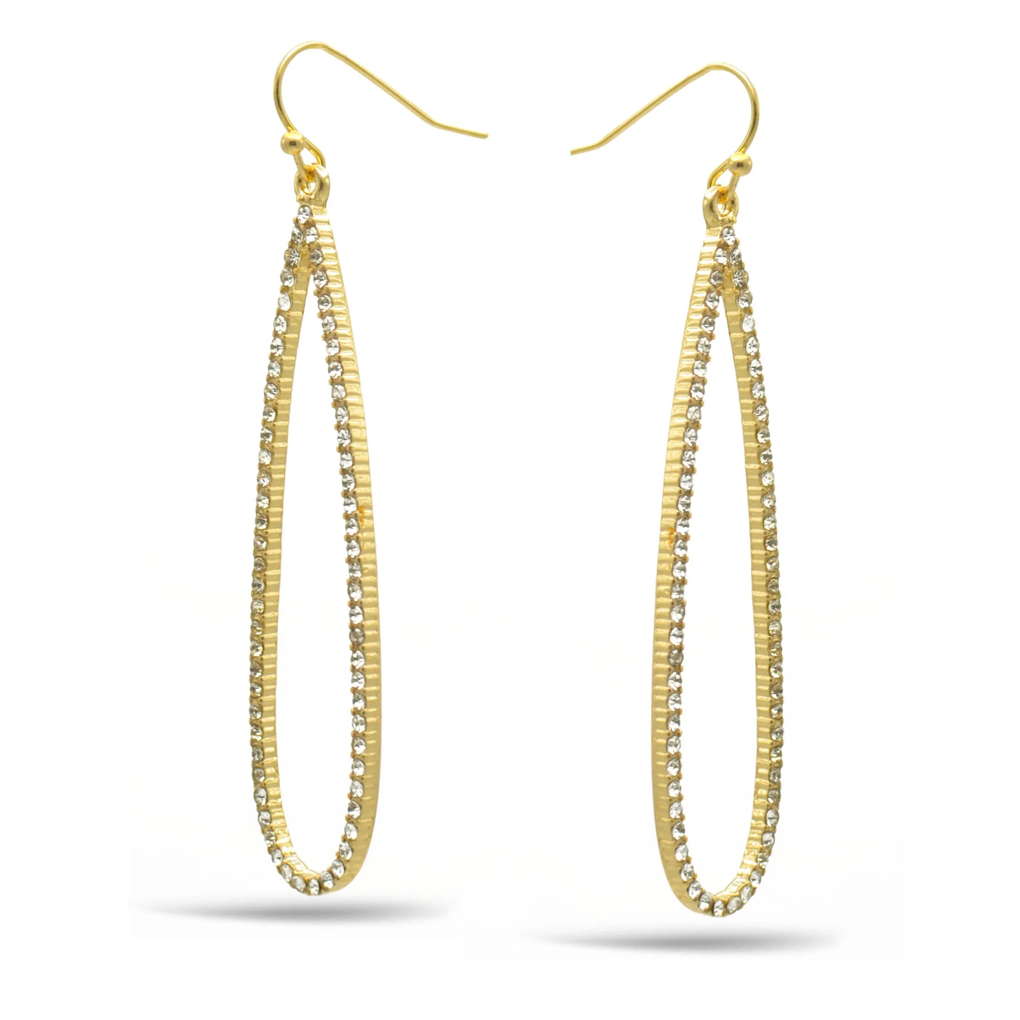 GOLD CRYSTAL TEARDROP EARRINGS # HNE90711GD (GD4)