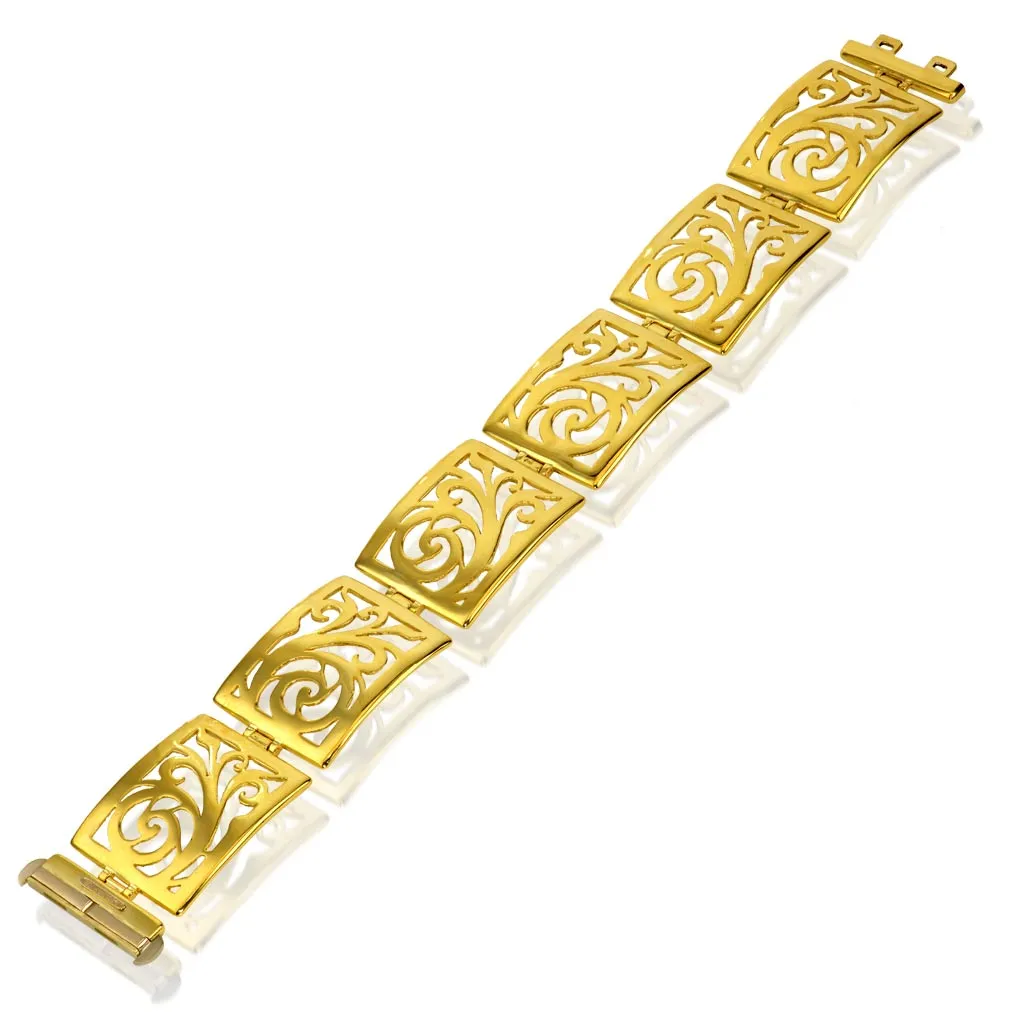 Gold Ornament Link Bracelet