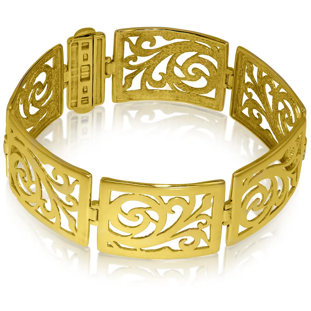 Gold Ornament Link Bracelet
