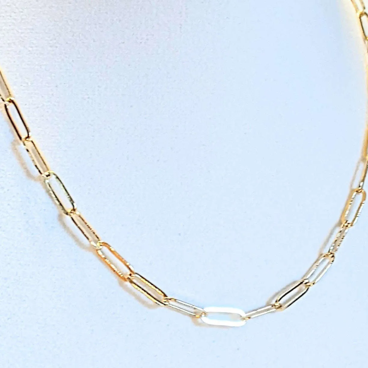 Gold Paperclip Chain necklace, 18- 24 inch