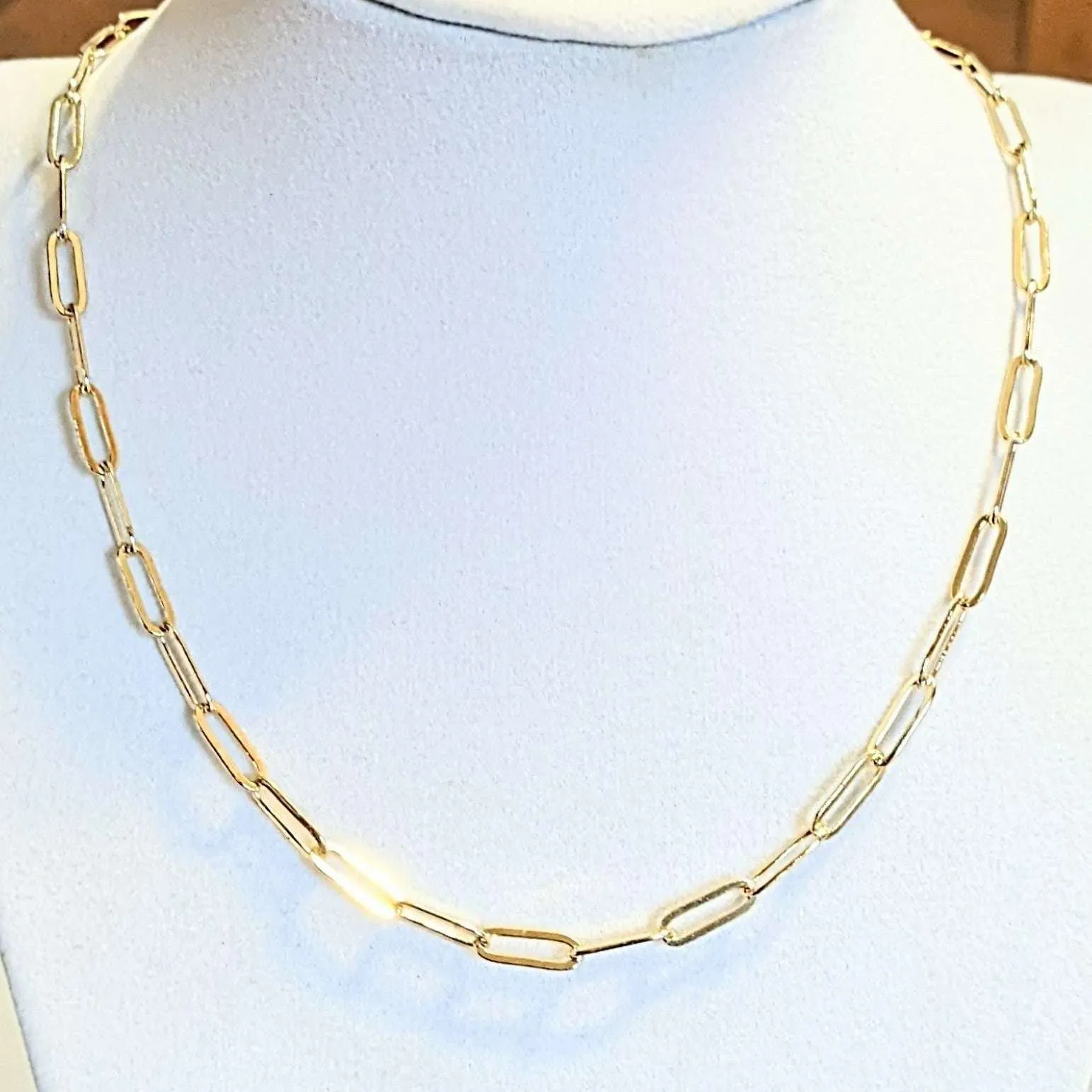 Gold Paperclip Chain necklace, 18- 24 inch