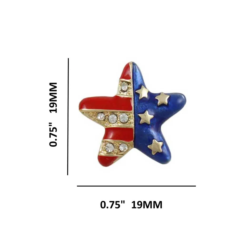 Gold Patriotic Red White Blue Star Pierced Earring - PRF154E