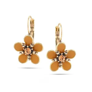 GOLD PEACH FLOWER  EARRINGS #214OR3501 (1F13)