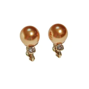Gold Pearl Earrings with Cubic Zirconia