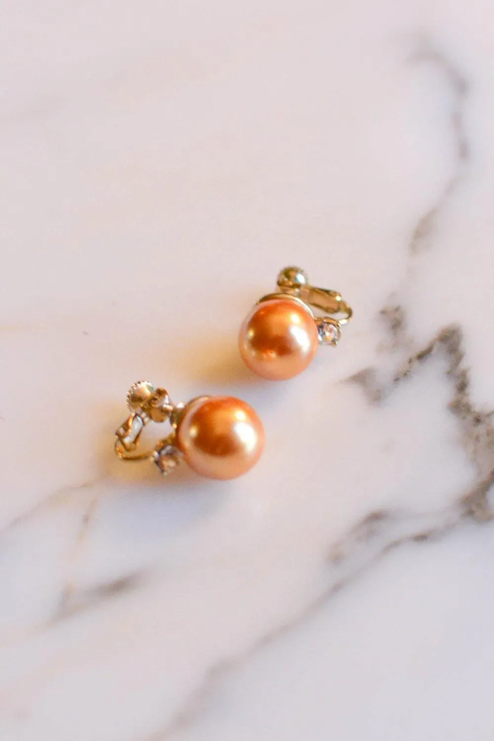 Gold Pearl Earrings with Cubic Zirconia