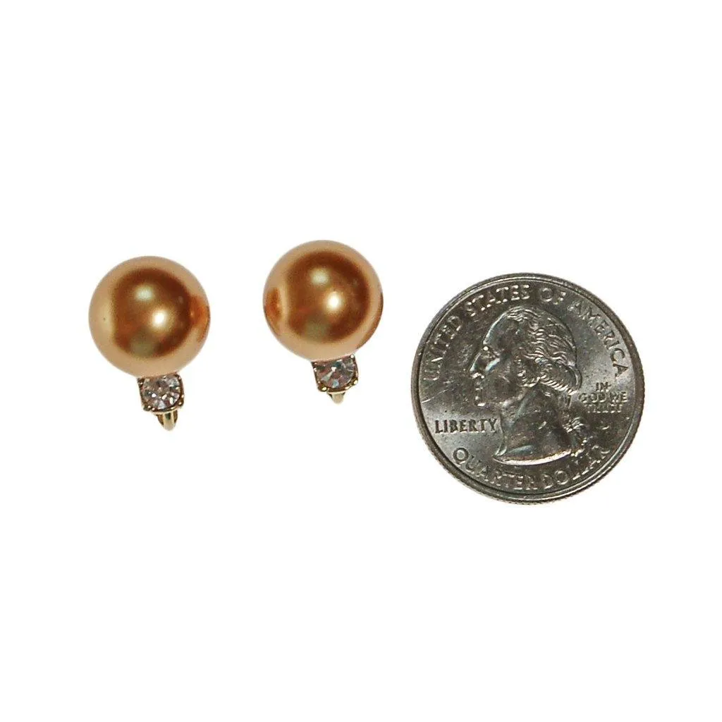 Gold Pearl Earrings with Cubic Zirconia
