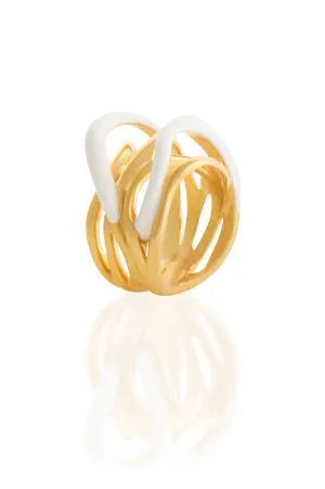 GOLD PLATED STATEMENT WAVES RING WITH ENAMEL