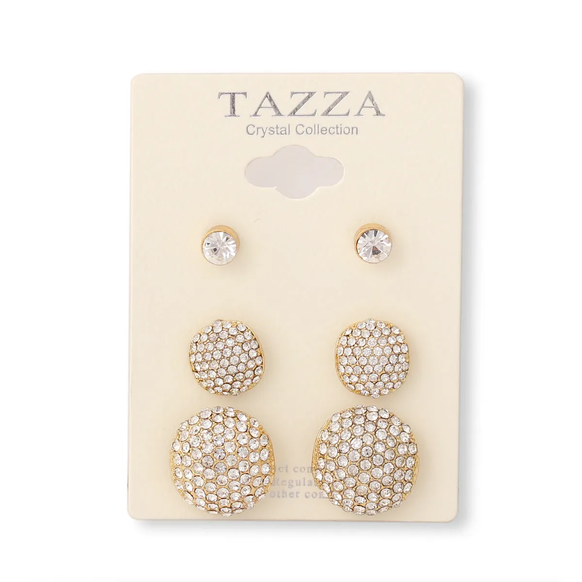 GOLD RHINESTONE CRYSTAL SET OF 3 ROUND POST EARRINGS #SWKK-11618GLD (AG17)