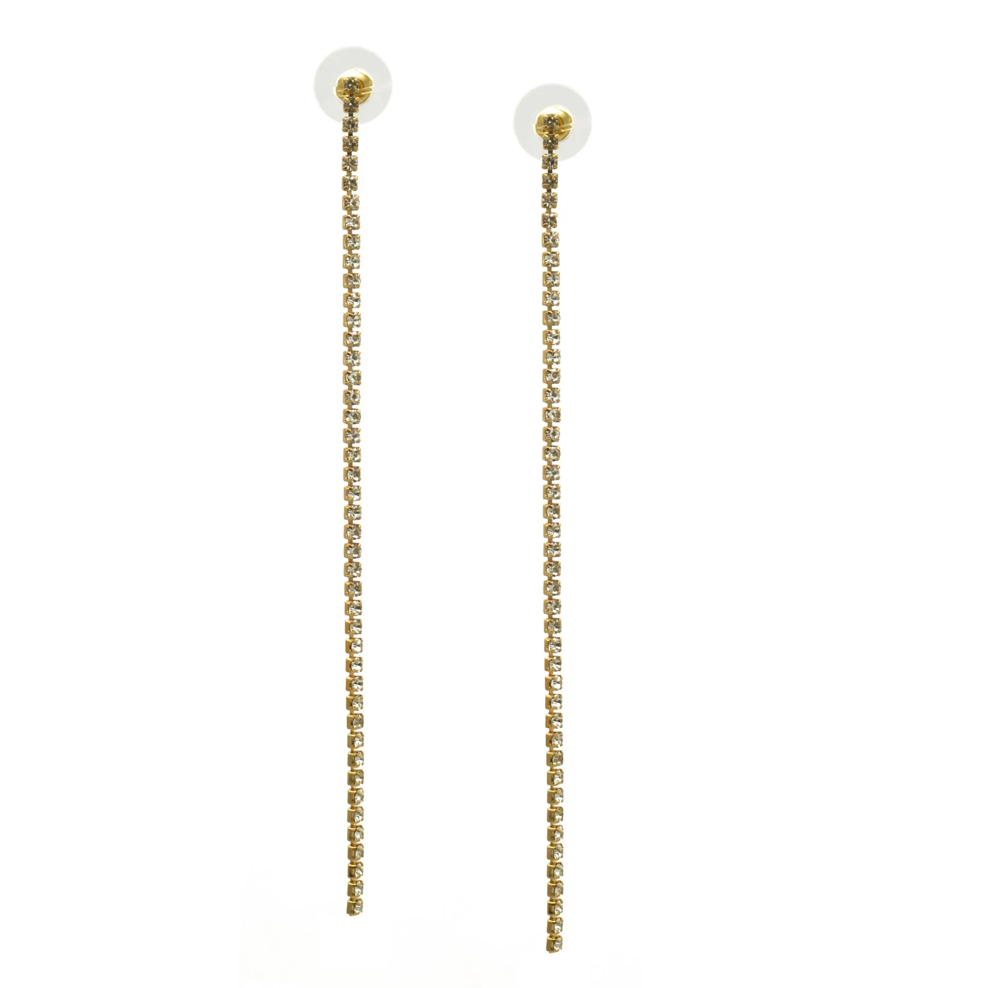 GOLD RHINESTONE DROP EARRINGS # SQGN-060010G (LF8)