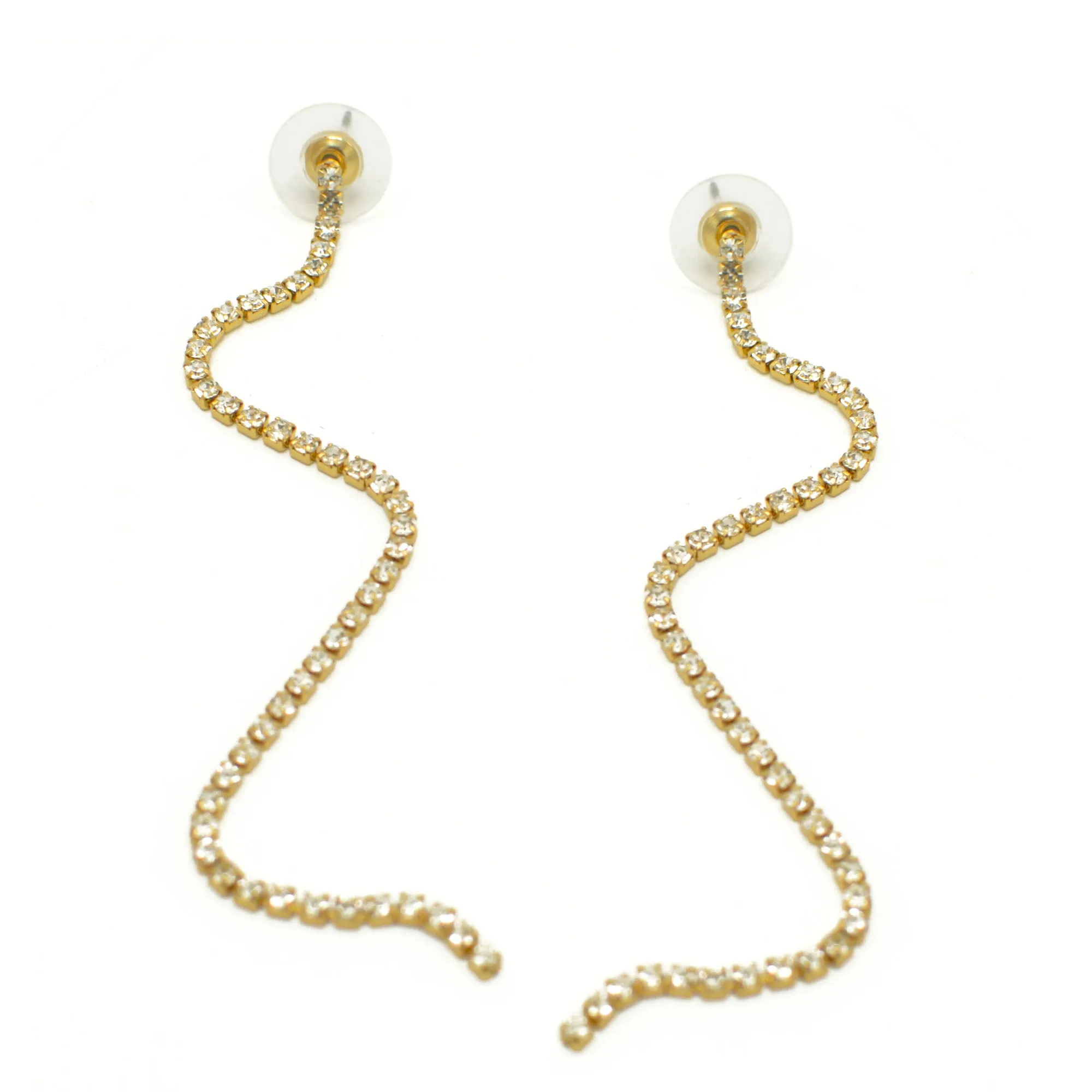 GOLD RHINESTONE DROP EARRINGS # SQGN-060010G (LF8)
