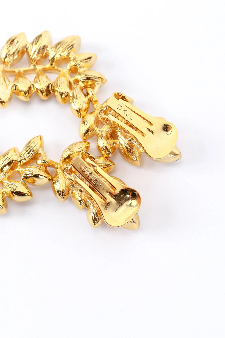 Gold Rhinestone Leaf Drop Earrings