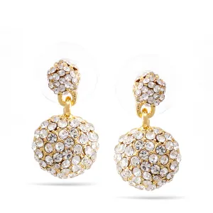GOLD RHINESTONE ROUND CRYSTAL DROP EARRINGS #11346GLD (DF5)