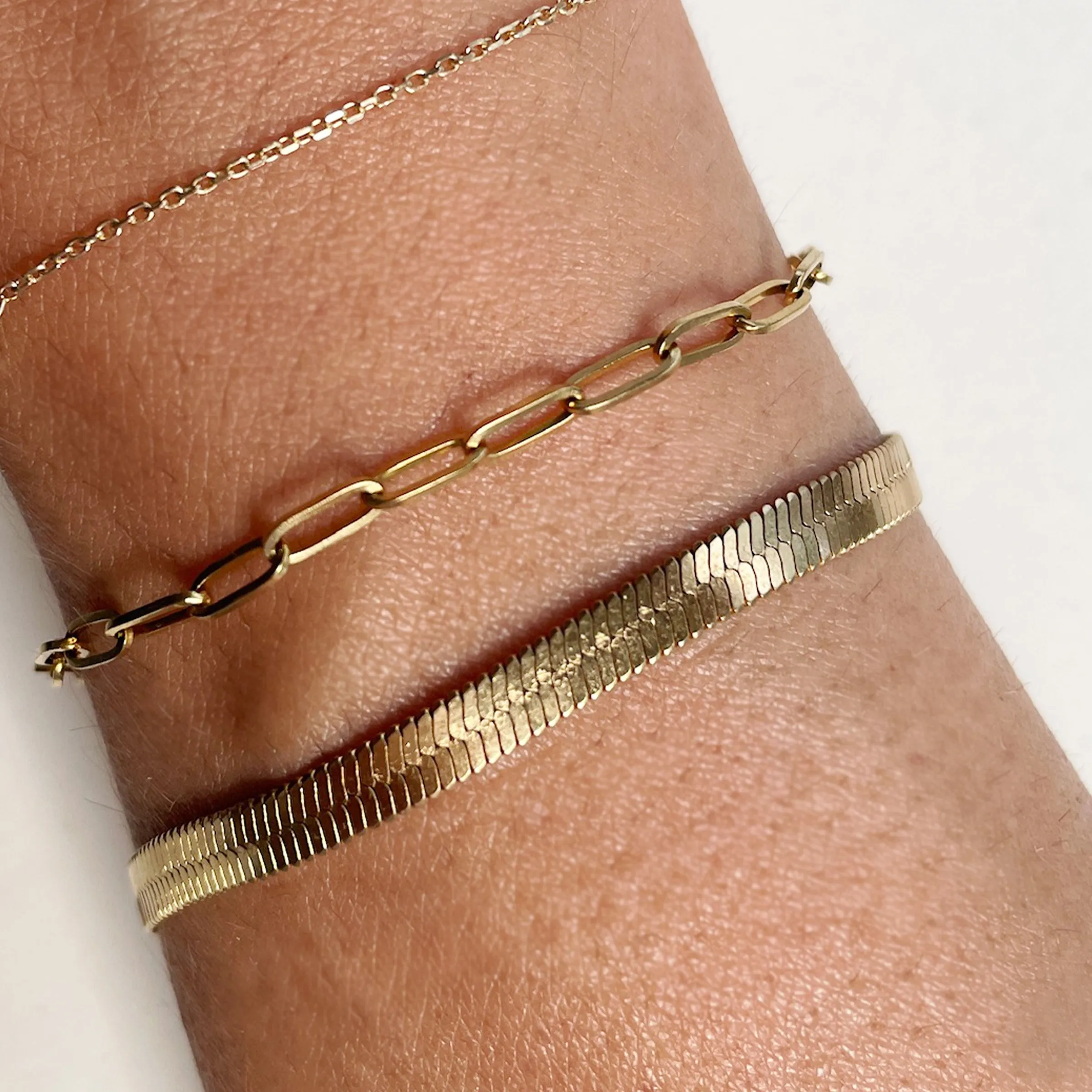 Gold Small Paperclip Bracelet | Waterproof | Stainless Steel