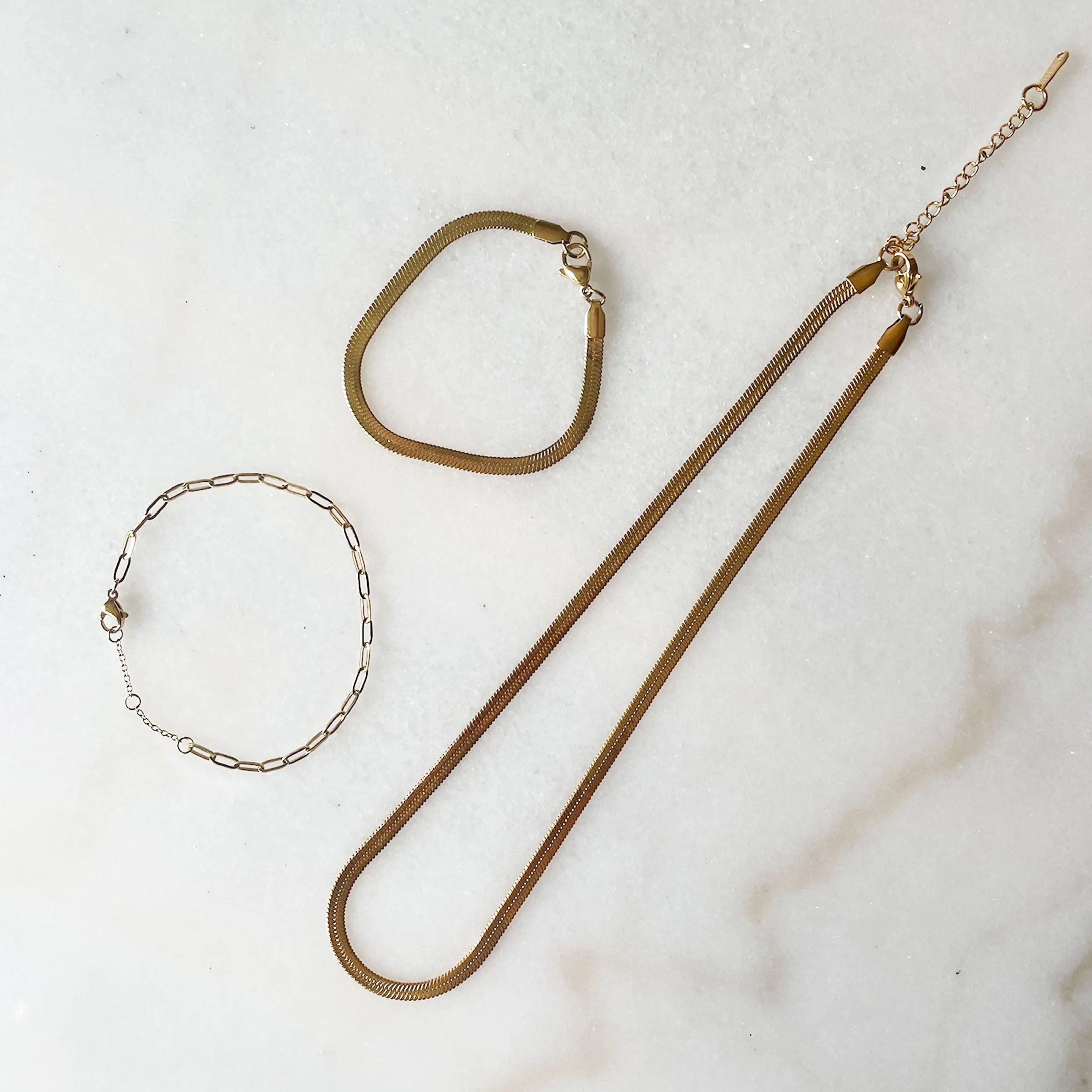 Gold Small Paperclip Bracelet | Waterproof | Stainless Steel