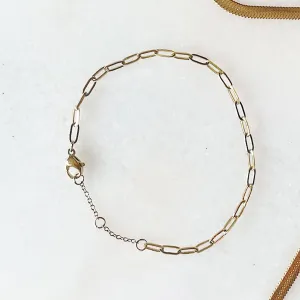 Gold Small Paperclip Bracelet | Waterproof | Stainless Steel