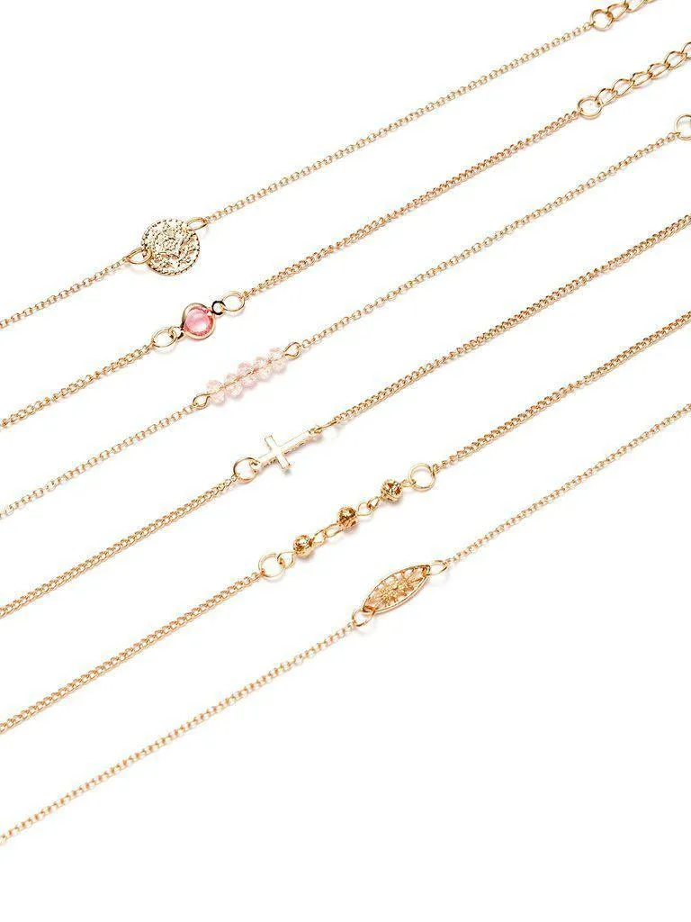Gold Tone Embellished Link Bracelet Set