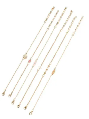 Gold Tone Embellished Link Bracelet Set