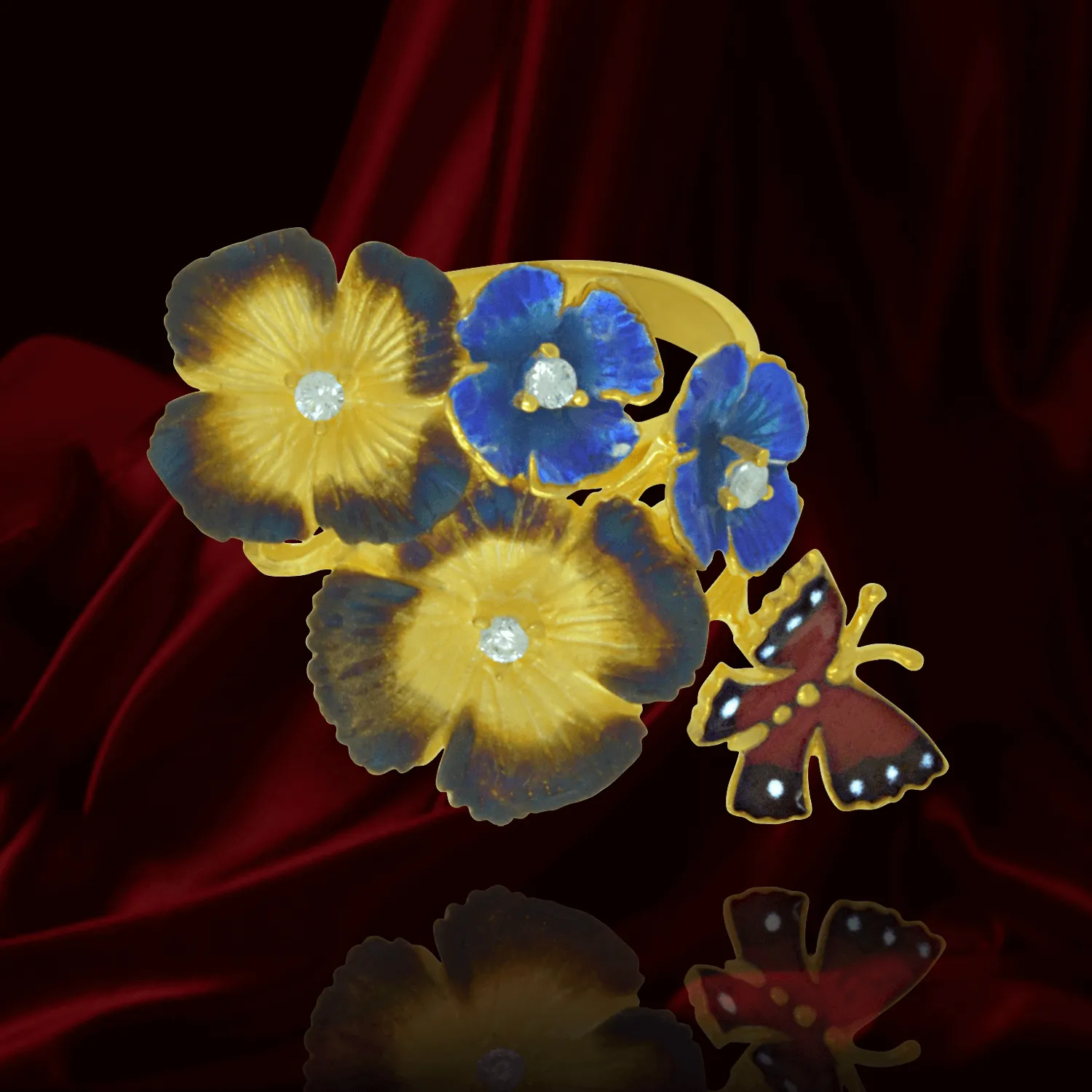 Golden Ember Blossom Ring
