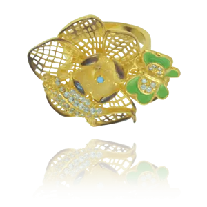 Golden Filigree Flower Ring