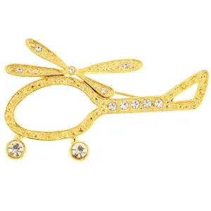 Golden Helicopter Copter Airplane Pin Brooch