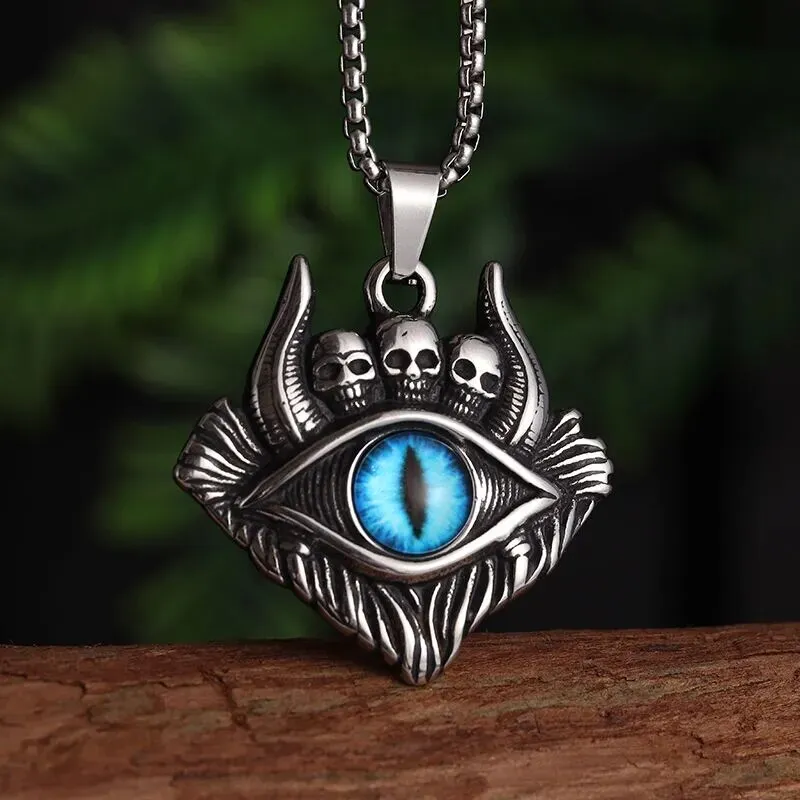 Gothic Lucifer Satan Bullhead Pendant Necklace