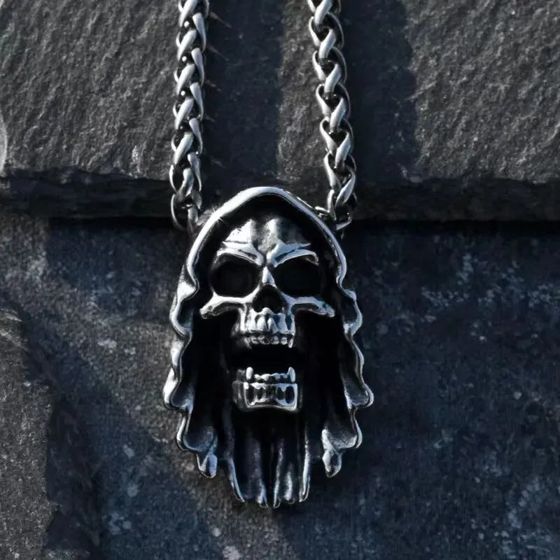 Gothic Lucifer Satan Bullhead Pendant Necklace
