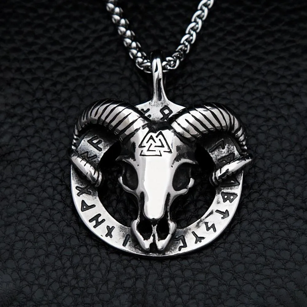 Gothic Lucifer Satan Bullhead Pendant Necklace