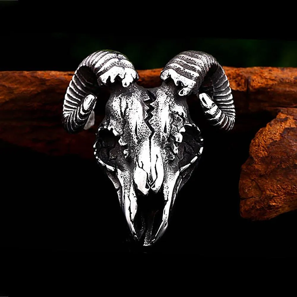 Gothic Lucifer Satan Bullhead Pendant Necklace