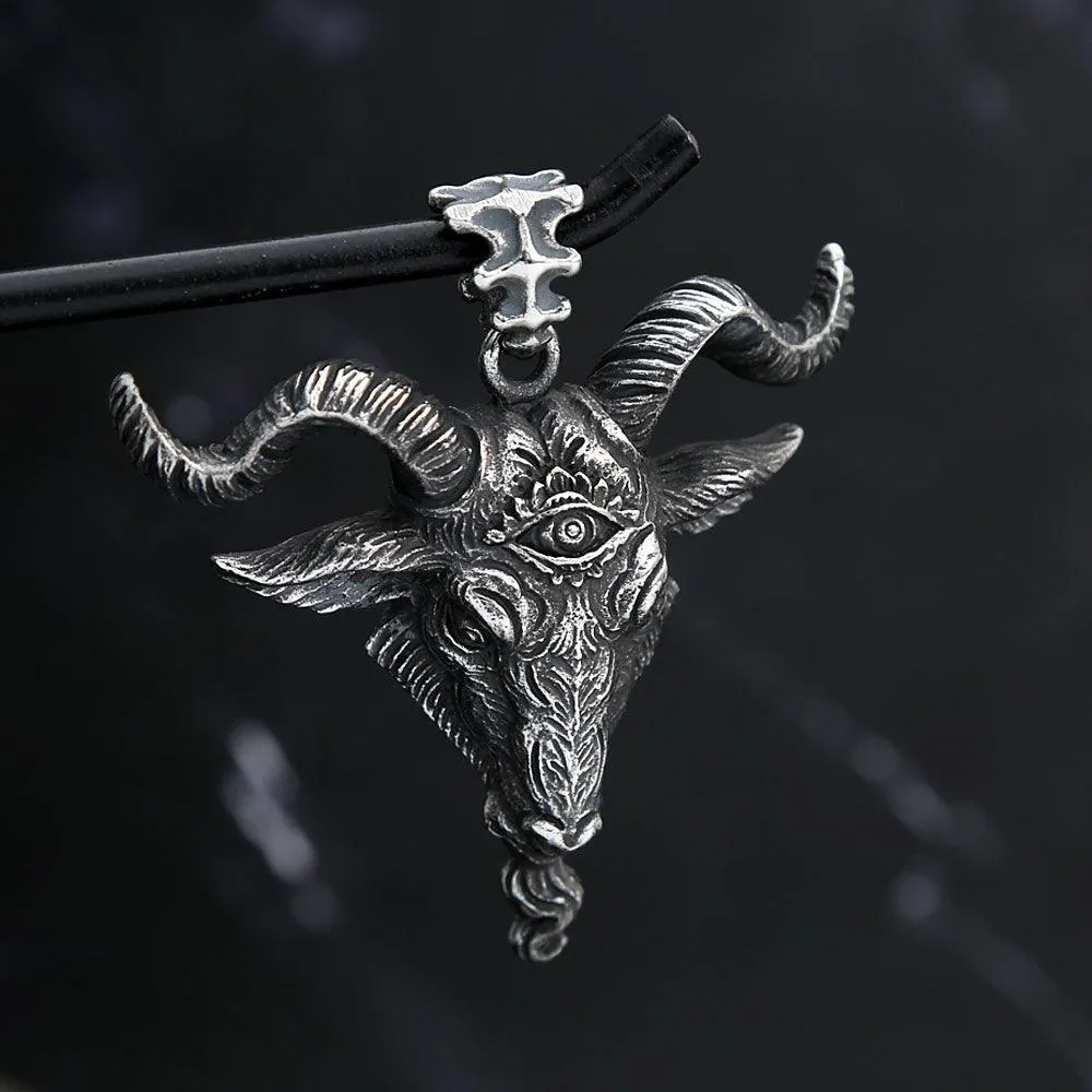 Gothic Lucifer Satan Bullhead Pendant Necklace