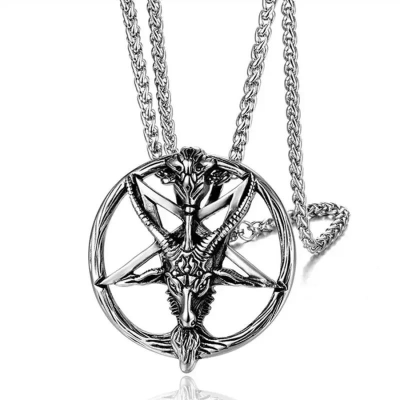 Gothic Lucifer Satan Bullhead Pendant Necklace
