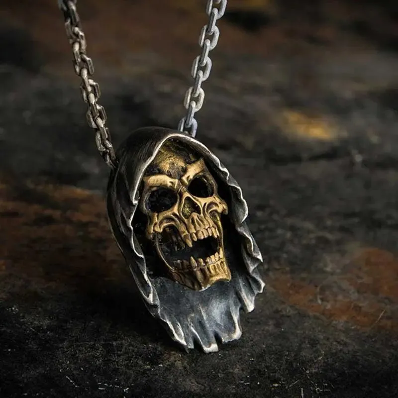 Gothic Lucifer Satan Bullhead Pendant Necklace