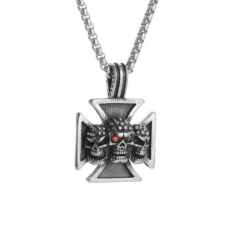 Gothic Lucifer Satan Bullhead Pendant Necklace