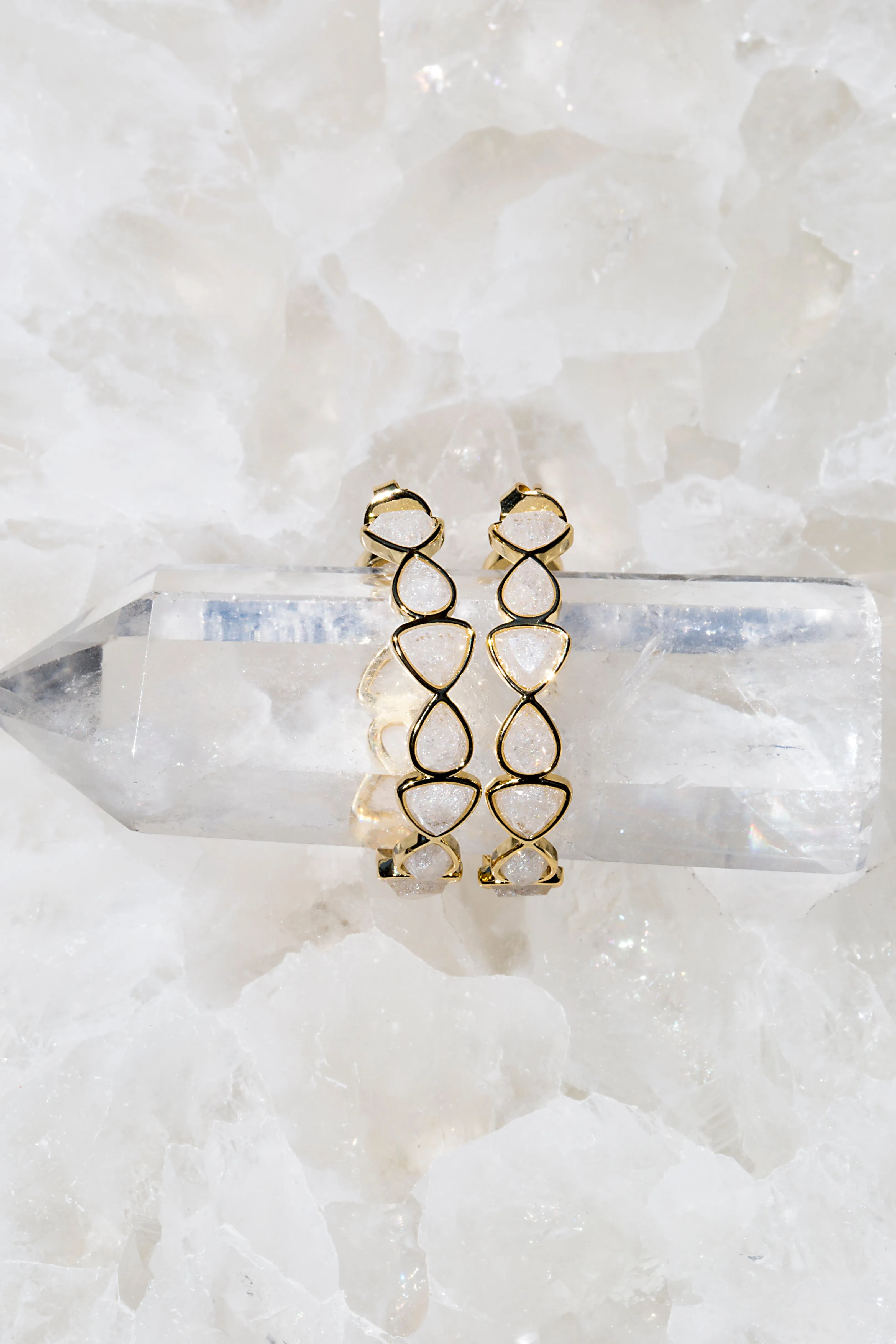 GRACE hoops in crystal moonstone