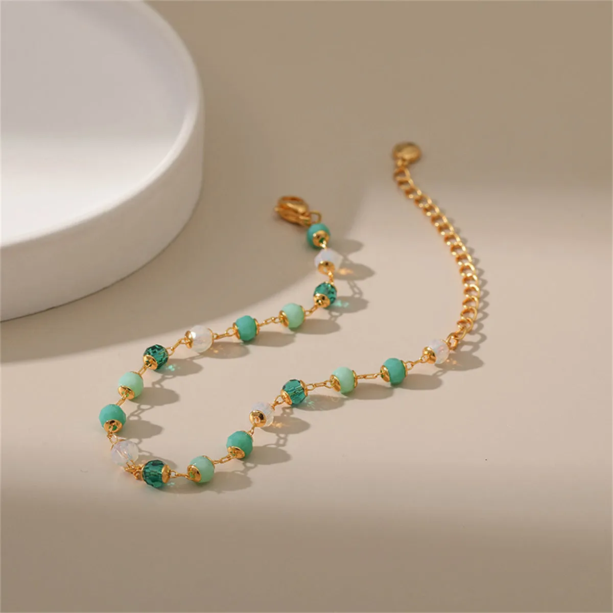 Green Acrylic & 18K Gold-Plated Beaded Bracelet