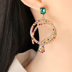 Green Crystal & Cubic Zirconia Coiled Snake Drop Earrings