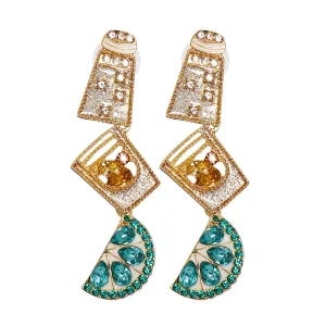 Green Crystal & Cubic Zirconia Cup Lemon Drop Earrings