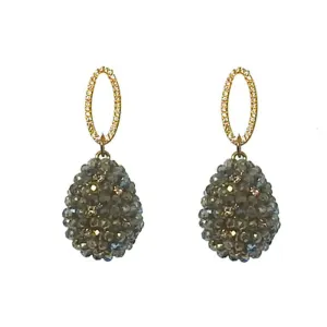 Green Crystal Drop Earrings